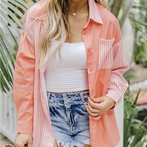 Pink Lily Button Up Blouse